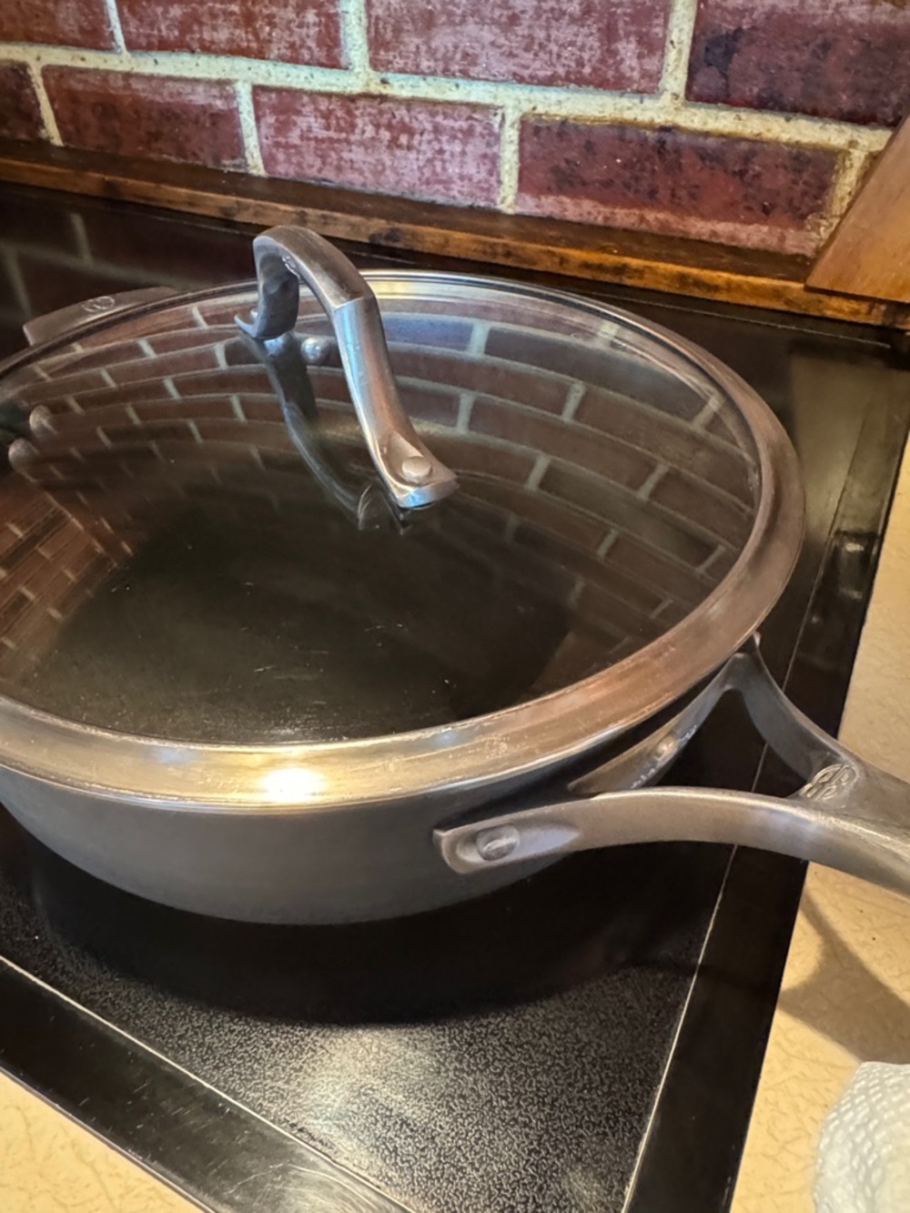 3 Quart Calphalon Gray Nonstick Sauté Pan with Glass Lid and Silver Handle - Picture 12 of 14
